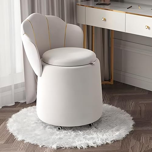 Silla de tocador con respaldo, sillas de tocador de maquillaje para sala de maquillaje, baño, taburete de tocador de terciopelo con almacenamiento y