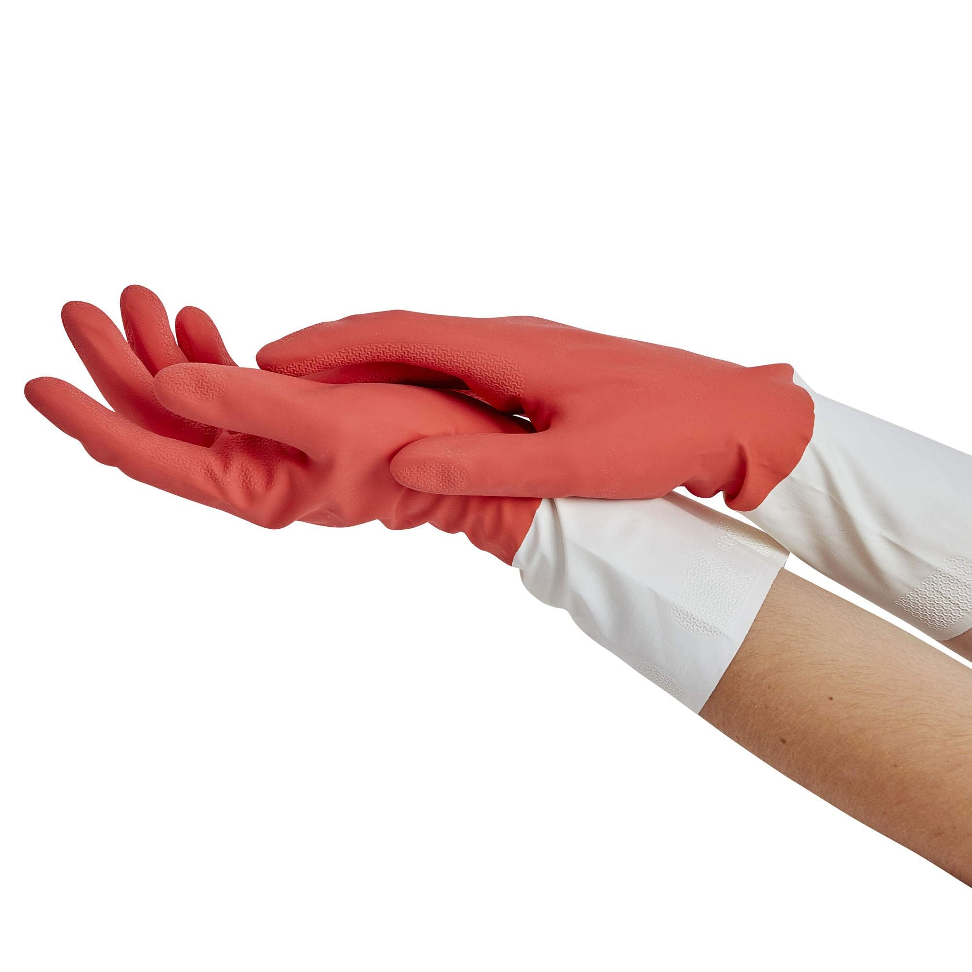 Spontex MAPA L'Essentiel – 24 Haushaltshandschuhe aus Latex innen Baumwollfasern – Empfindlichkeit und Flexibilität – rutschfeste Beschichtung – 12 Packungen à 2 Paar – Größe S