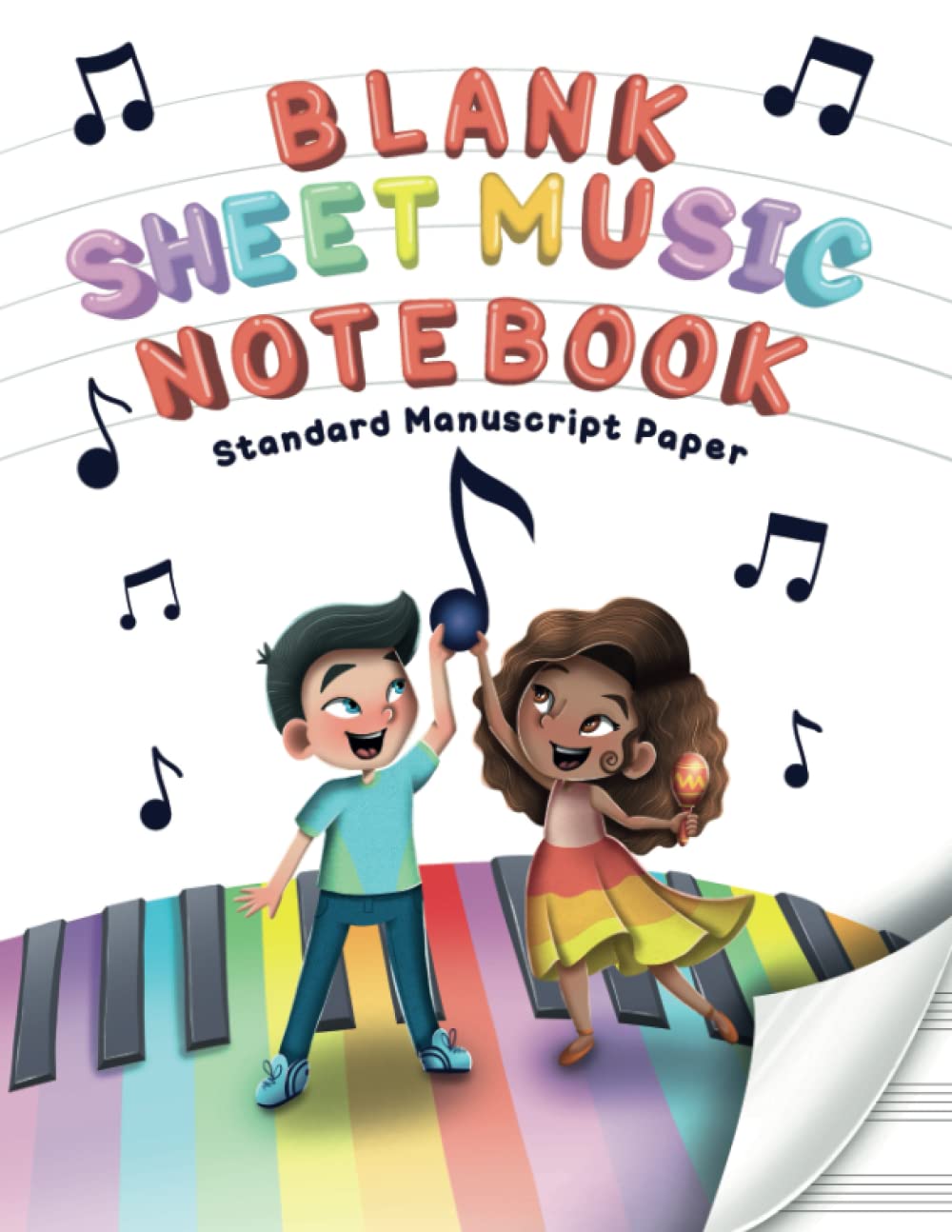 Cahier de musique vierge avec 120 pages de 12 portées format A4 pour composition