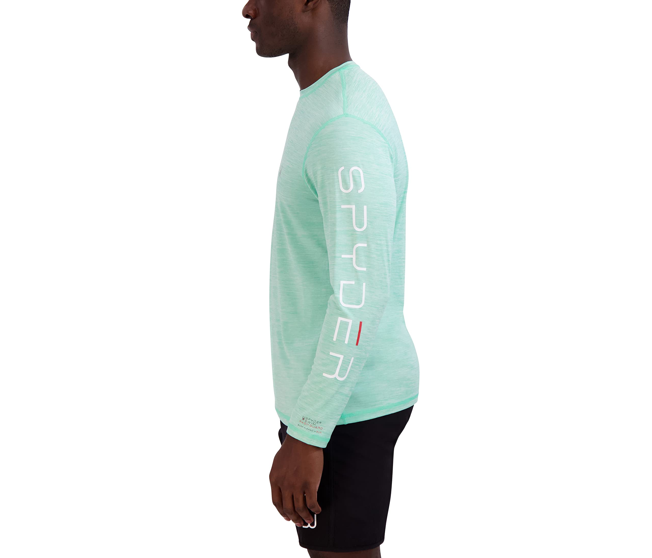 Spyder Quick Dry UPF Rashguard Lightweight Long Sleeve Solid Heather Hybrid Swim Shirt Maglietta Rash Guard Uomo