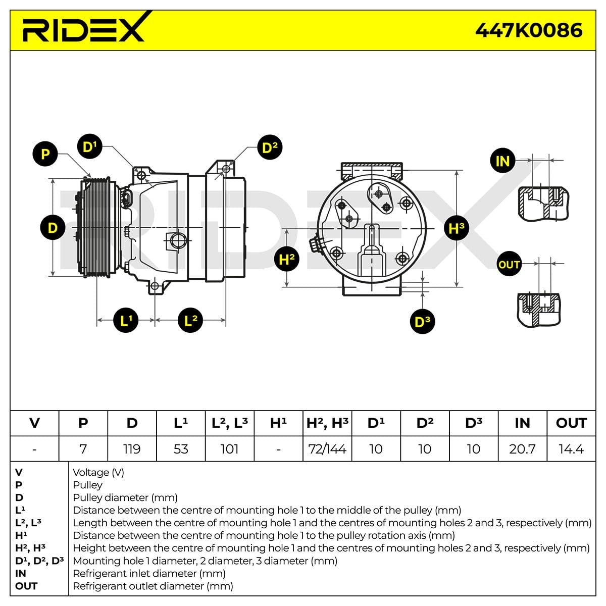 RIDEX 447K0086 Compresseur de clim avec huile compresseur-PAG Compatible avec RENAULT Trafic 2 Van FL
