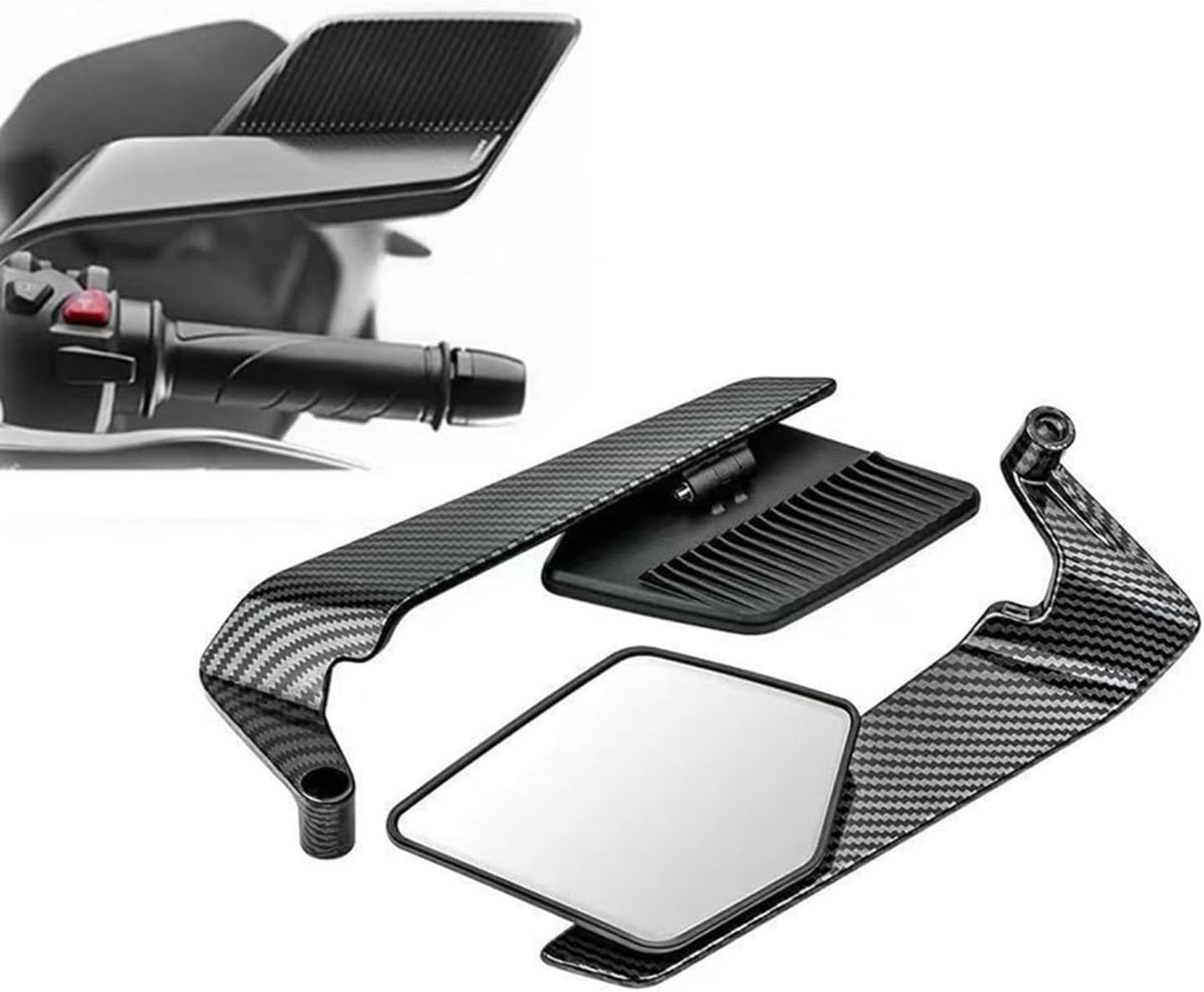 Motorcycle Rear View Mirror for Ducati Superleggera V4, Adjustable Rotatable Motorcycle Wind Wing Mirror Accessories, B-Carbon