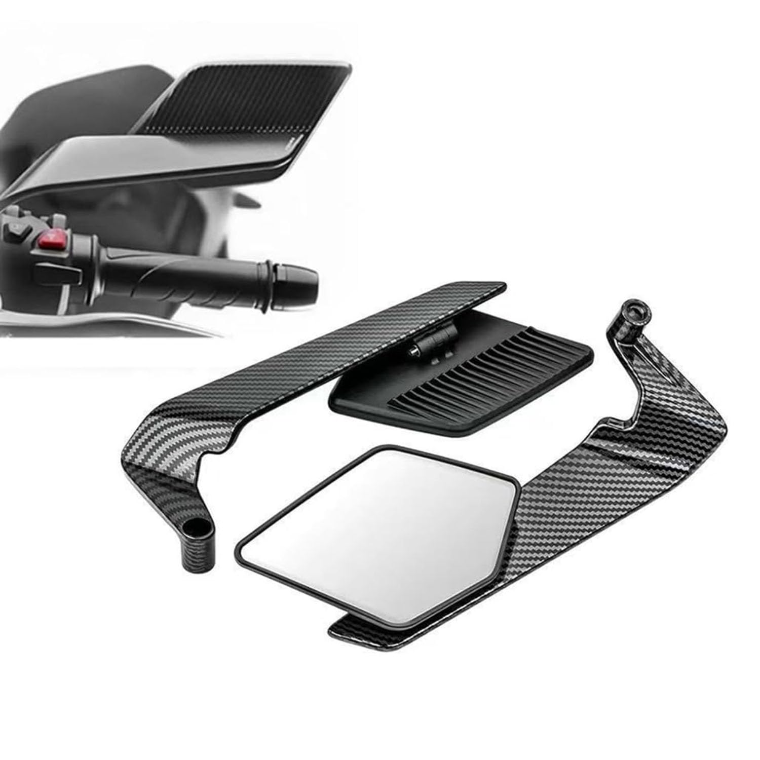Side Mirrors for Motorcycles for Ducati Diavel 1260 Lamborghini, Rotation Motorcycle Accessories Handlebar End Mirrors Motorcycle Accessories, B-Carbon
