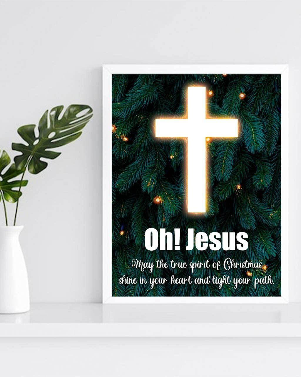 ROXOVA Jesus Christ Cross Wall frame Hanging Jesus Christ Quotes (White Frame, 10 X 13 inch)