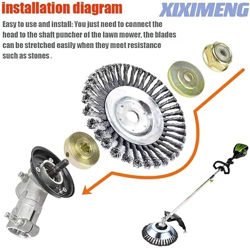 Miniatura 8 de Kit de cuchillas de acero irrompibles de 8 pulgadas, kit de cepillo de alambre para malezas, con kit adaptador de cuchilla para desbrozadoras