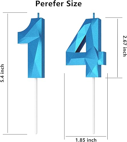 Miniatura 330 de Velas de cumpleaños con número (4 velas rojas) 3D con forma de diamante número Happy Birthday Cake Velas para fiesta de cumpleaños, boda, decoración