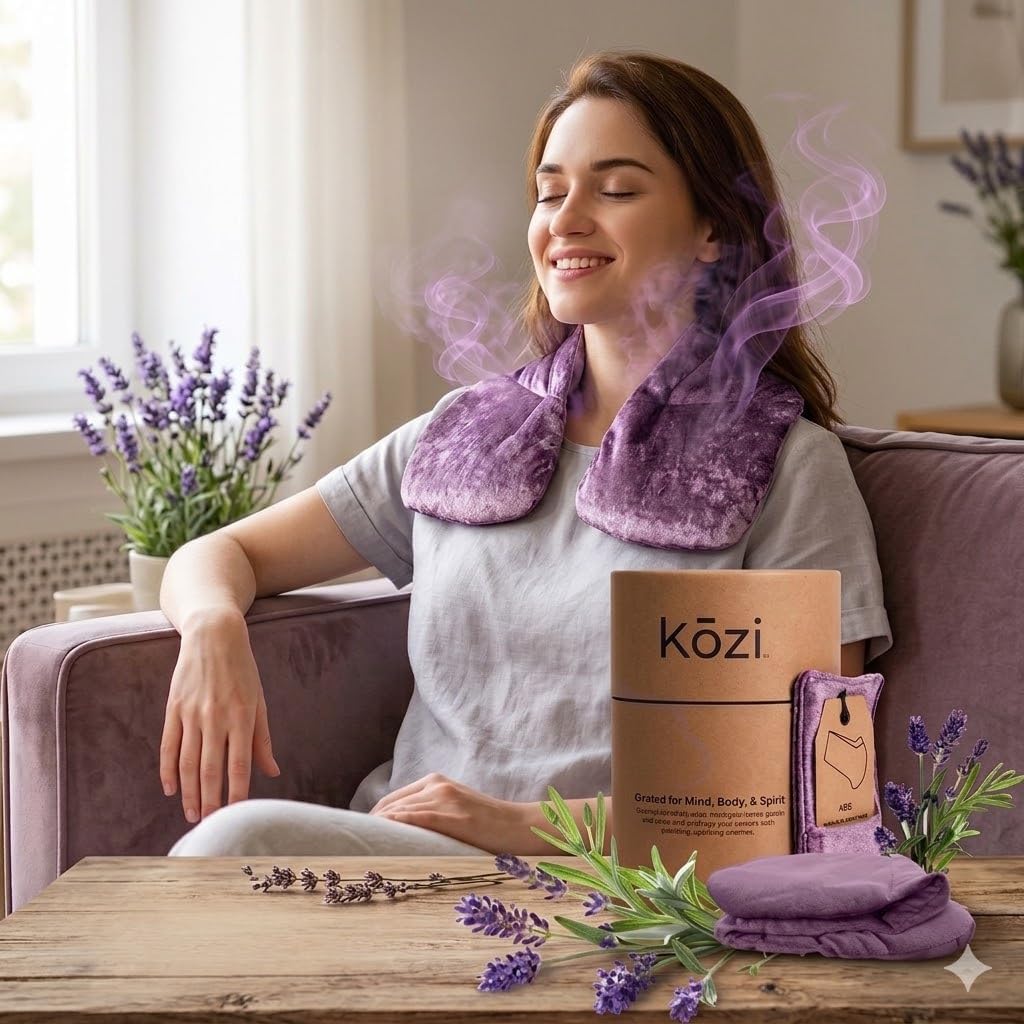 Kozi Neck Heating Pad | Microwaveable Weighted Shoulder Heating Pad | Neck and Shoulder Heating Pad with Herbal Aromatherapy (Amethyst)