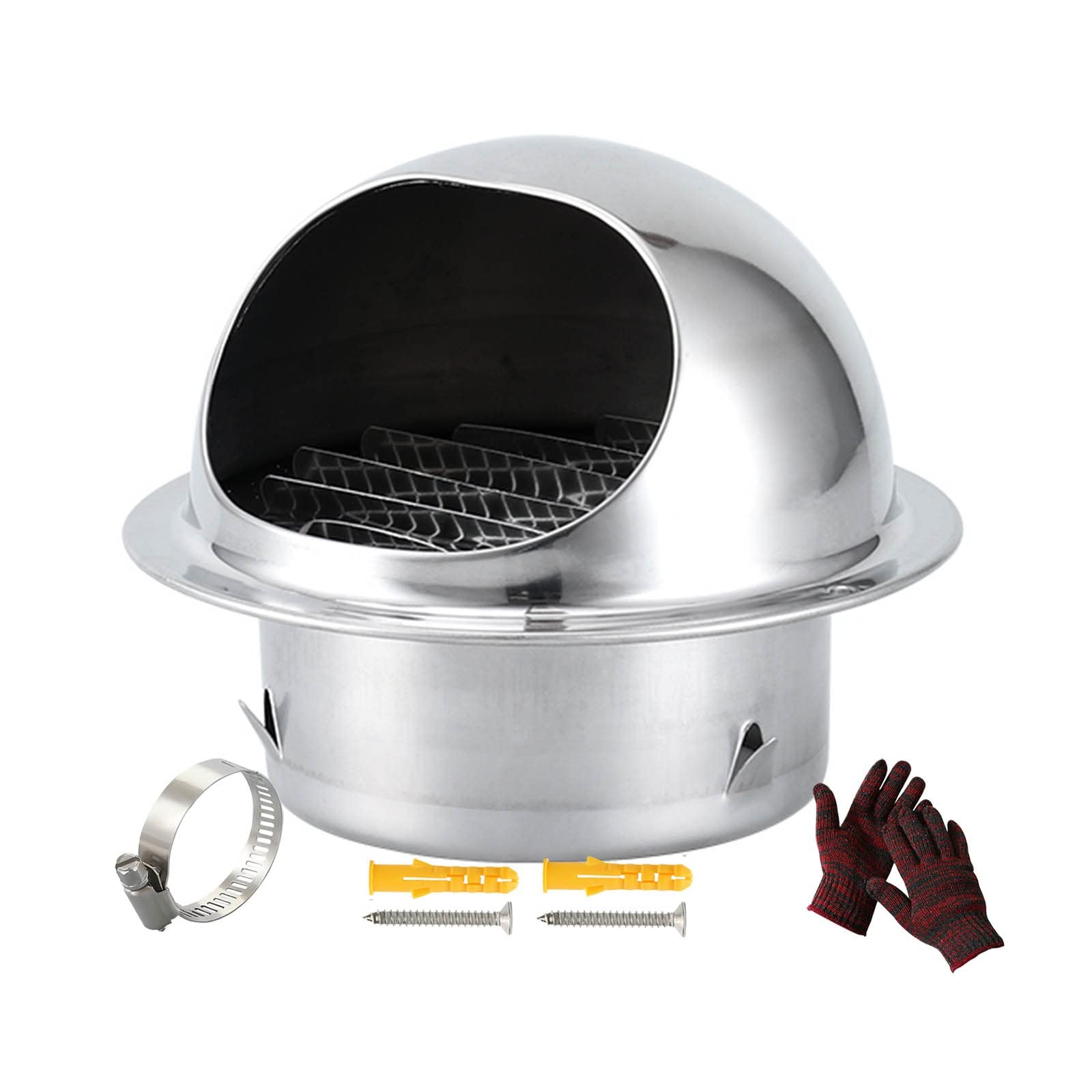 Tapa De Ventilación para Casa, 80mm 125mm 150mm 200mm 300mm Rejilla Redonda Tapa De Ventilación, Campana De Ventilación De Acero Inoxidable 304, Protección contra La Intemperie