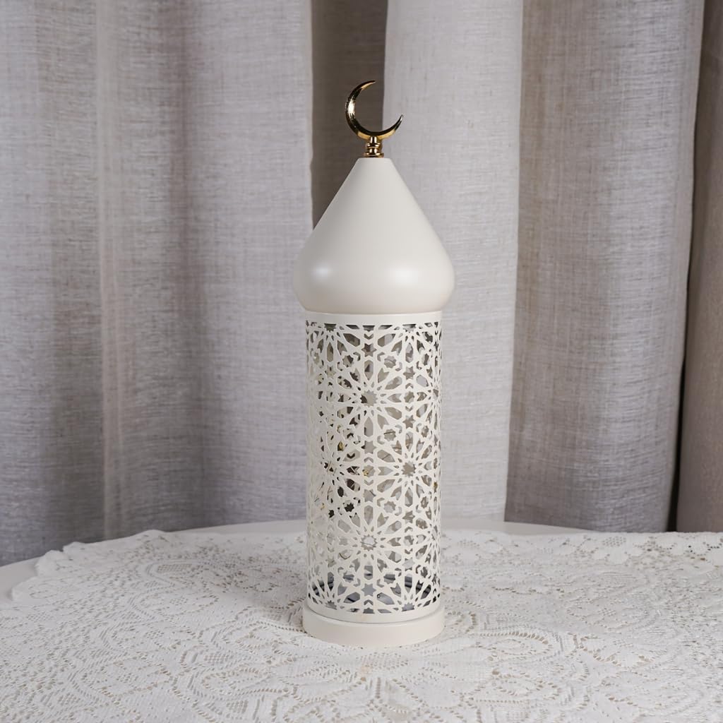 Decorative Candle Holder Ramadan Decoration Metal Candle Lantern Tea Light Holder for Mantel Table Desk Dining Room Home Decor (L)