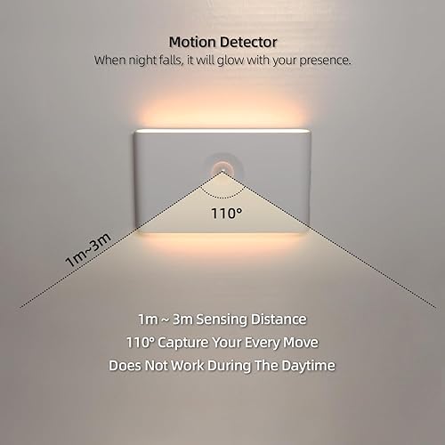 Miniatura 3 de DAMI Luz nocturna con detector de movimiento, luz nocturna LED para niños, recargable, funciona con pilas, 3 modos, luz de armario de 2700 K para