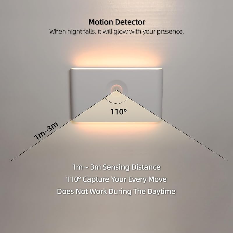 da LIGHT LED Mozgásérzékelős Éjszakai Lámpa USB Töltős 2db Meleg Fehér