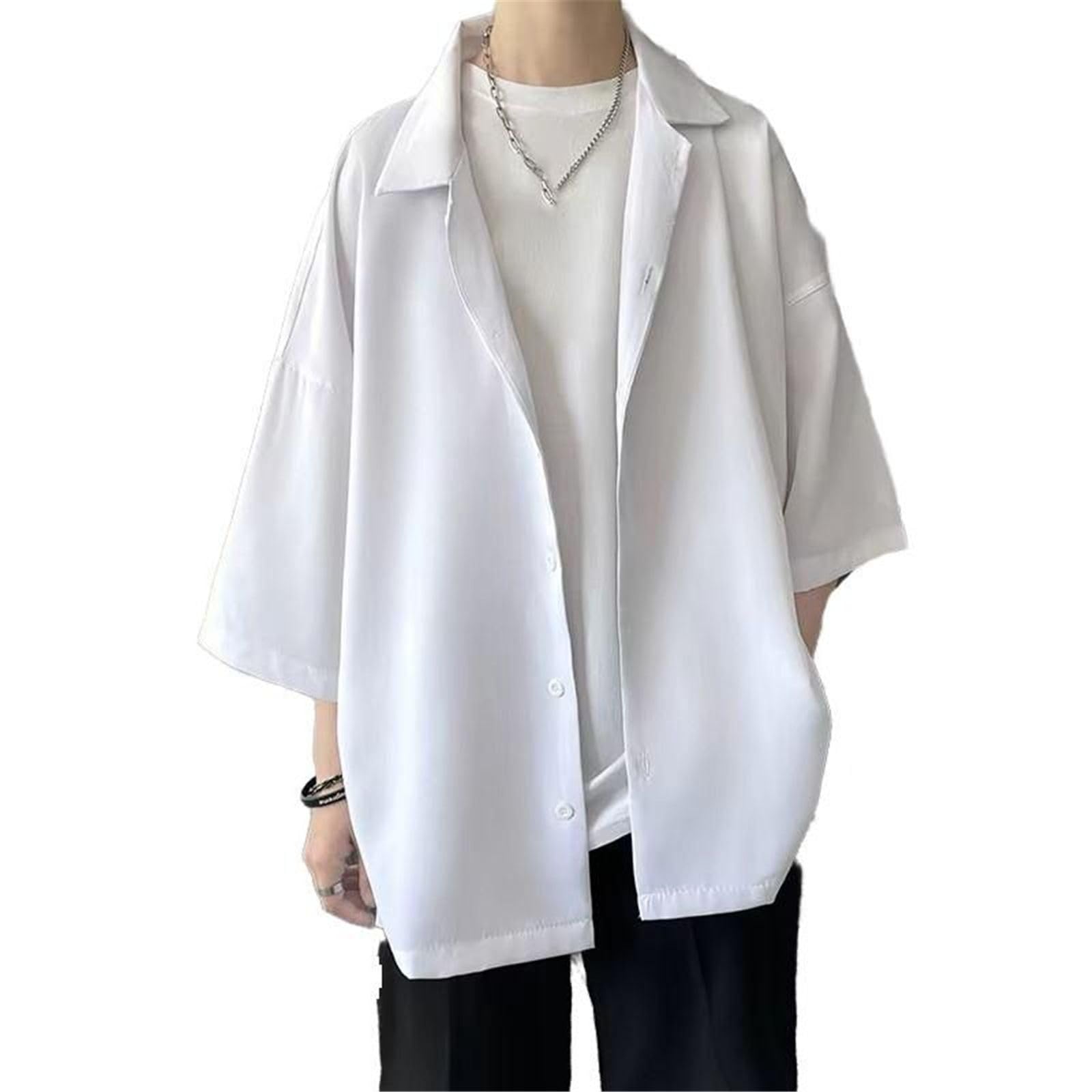 Chemise Oversize Streetwear Homme, Ample Demi-Manches fraîche décontractée été
