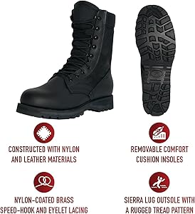 Spyderco Military Stivale Tattico Da Uomo Rothco, Tipo GI Desert Tan, Suola Sierra Lug, Taglia US 10 (EUR 43) Stivali Lavoro Sierra Lug - Foto 2