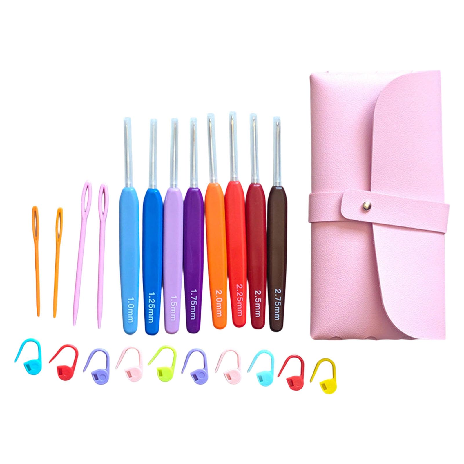APGLSXY 8Pcs Metal Knitting Hook Colored Ergonomic Handle Crochet Hook for Sweater Scarves Blanket Hat and Yarn Craft Colorful Handle Crochet Fasteners