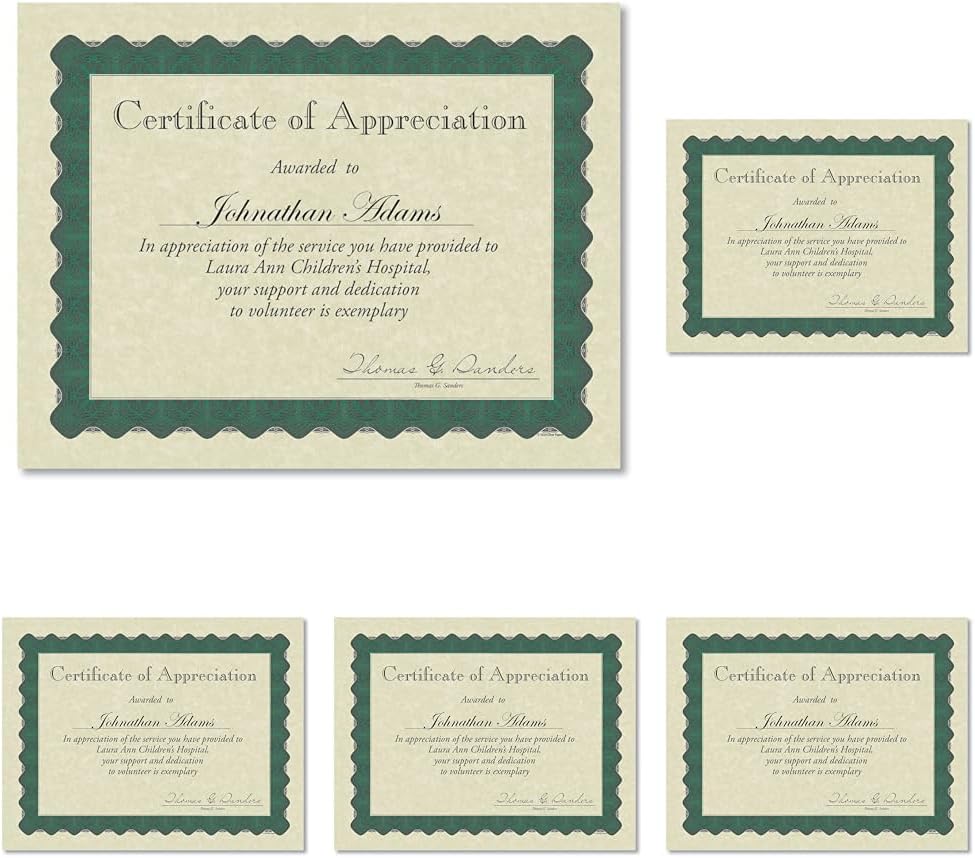 Great Papers! Metallic Green Border Certificate Paper, 8.5x11, 100 per pack (pack of 5)