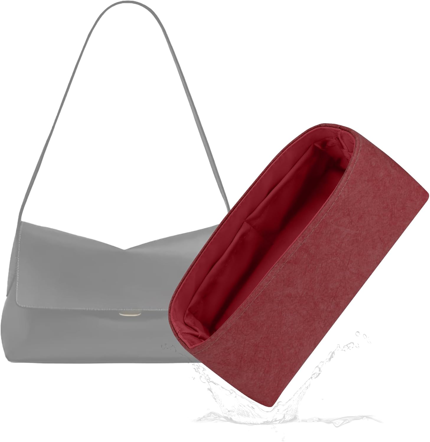 Lightweight Purse Insert, Waterproof Surface and Silky Satin Interior, Fits Coach Brooklyn 34(Celeste, 4 Pockets)