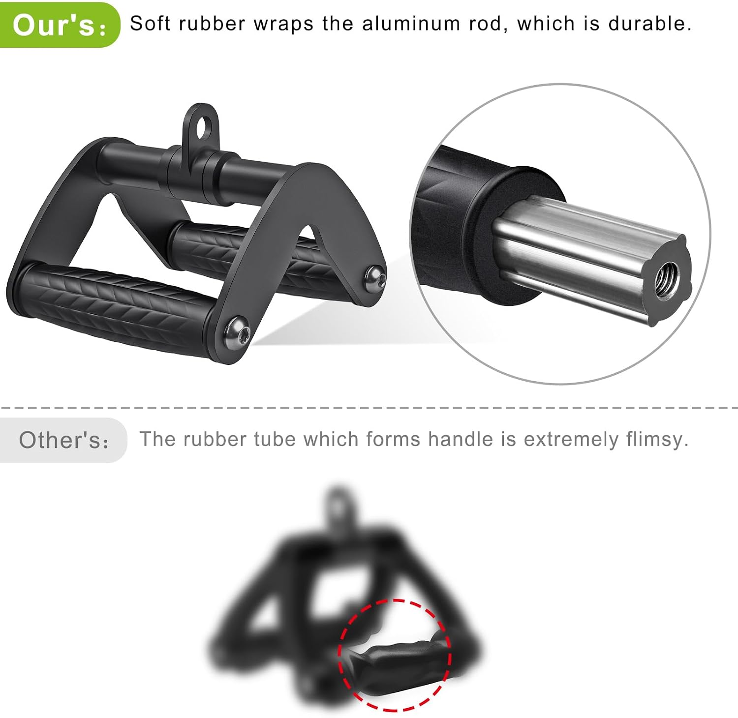 SELEWARE Rotating Straight Bar, Tricep Rope, Double D Row Handle, Rotating V Handle, Cable Machine Attachment with Non-Slip Soft Rubber Grip, Universal Attachment for Cable Machines