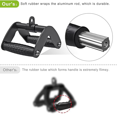 Miniatura 3 de SELEWARE Cuerda de tríceps con extremos de goma, accesorios para máquina de cable para gimnasio, 28 pulgadas36 pulgadas, cuerda universal para