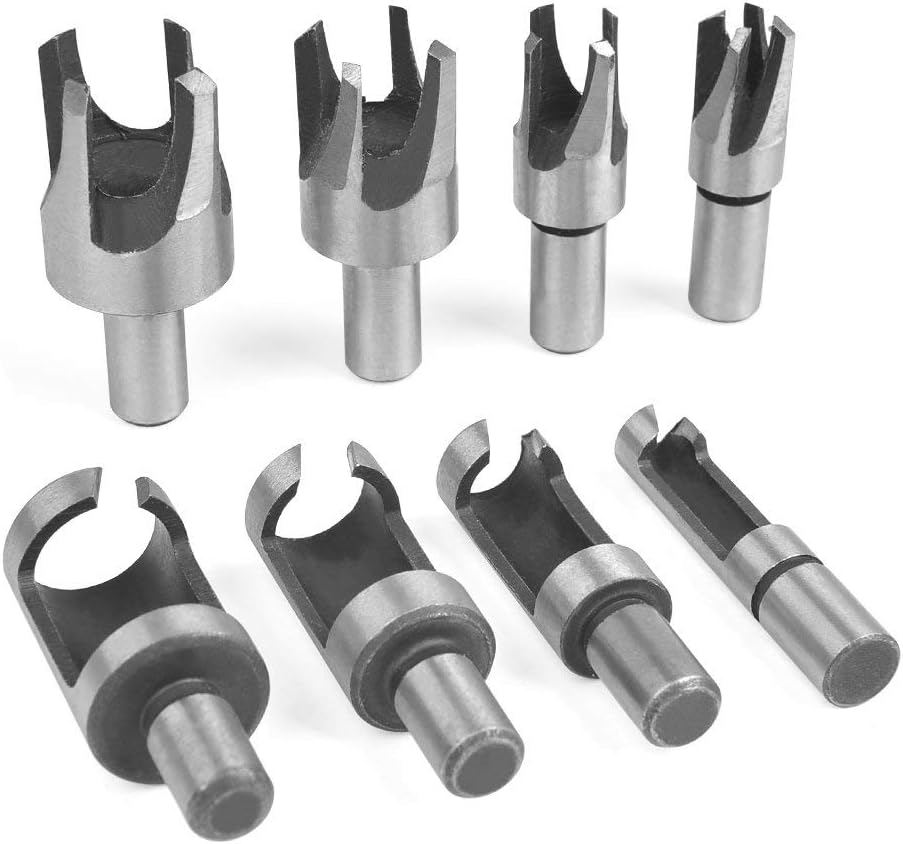 Amaoma Wood Plug Cutter Set Plug Cutters for Wood Set Wood Plug Tenon Drill Bit Cutter 6mm 10mm 13mm 16mm Taper Claw Type Wood Plug Cutter Carbon Steel Drill Woodworking Tool Set 8 Pieces