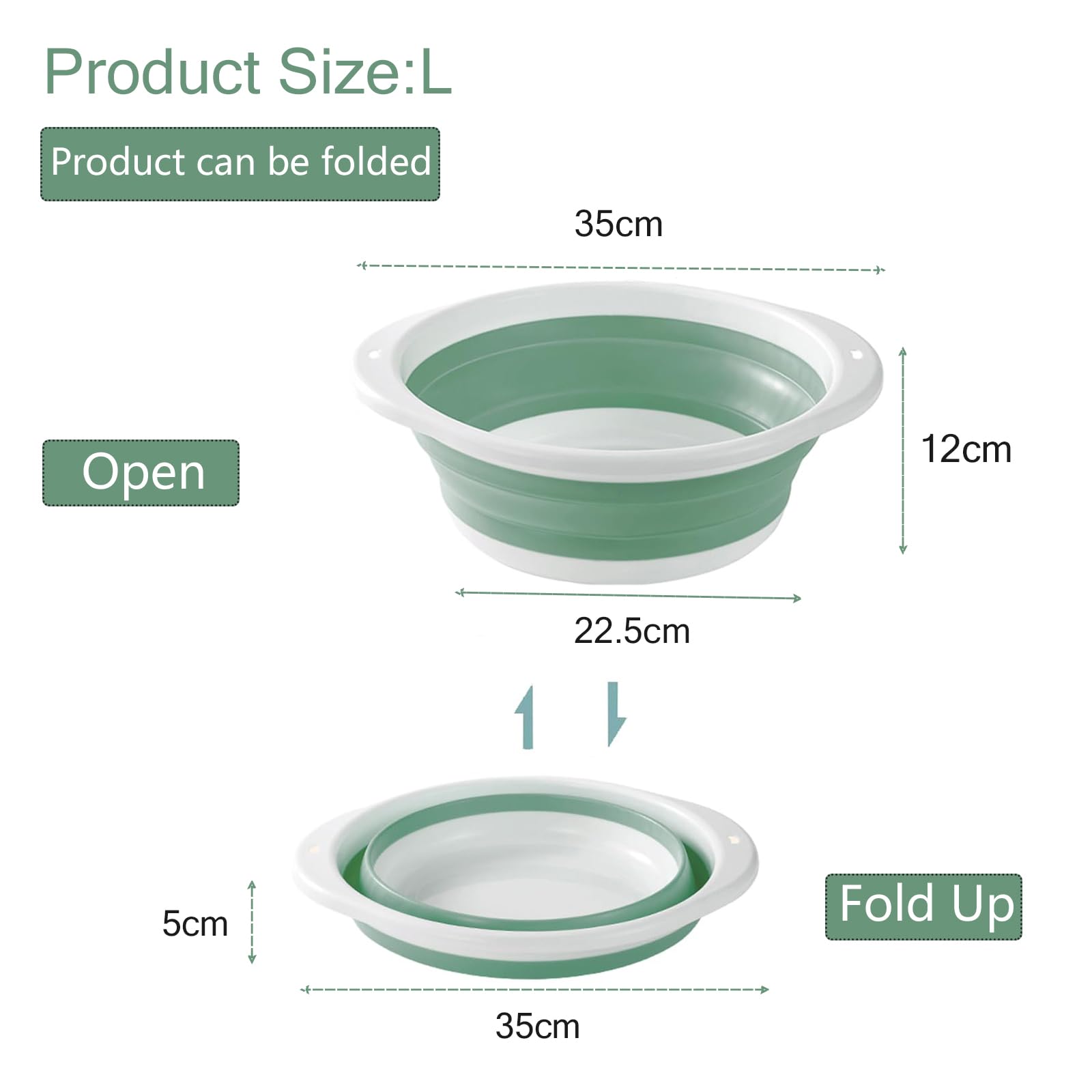 Lavabo pieghevole multifunzione pieghevole per lavare i piatti, portatile, per esterni, viaggi, acqua (verde, 21 cm)
