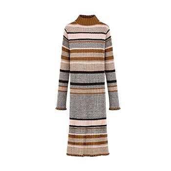 ワンピース Cotton Striped Ribbed Knit Dress New color] Cotton Striped Ribbed Knit Dress