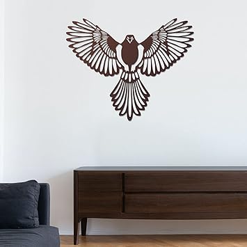 METSY Laser Cut Metal Wall Art | Metal Wall Hanging | Eagle Wall Decor |1.5 mm Thickness Mild Steel Material with Black Powder Coating