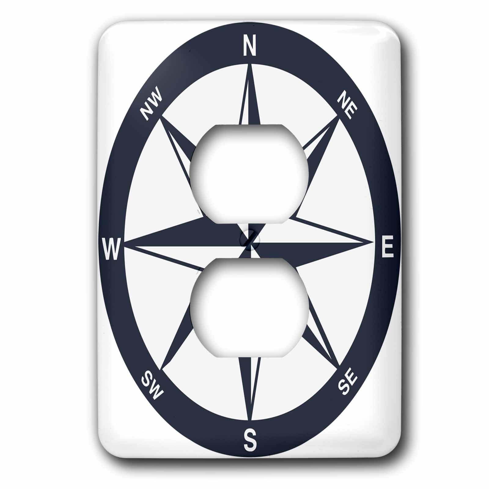 Plaque double prise boussole nautique bleu et blanc 3dRose lsp_213841_6