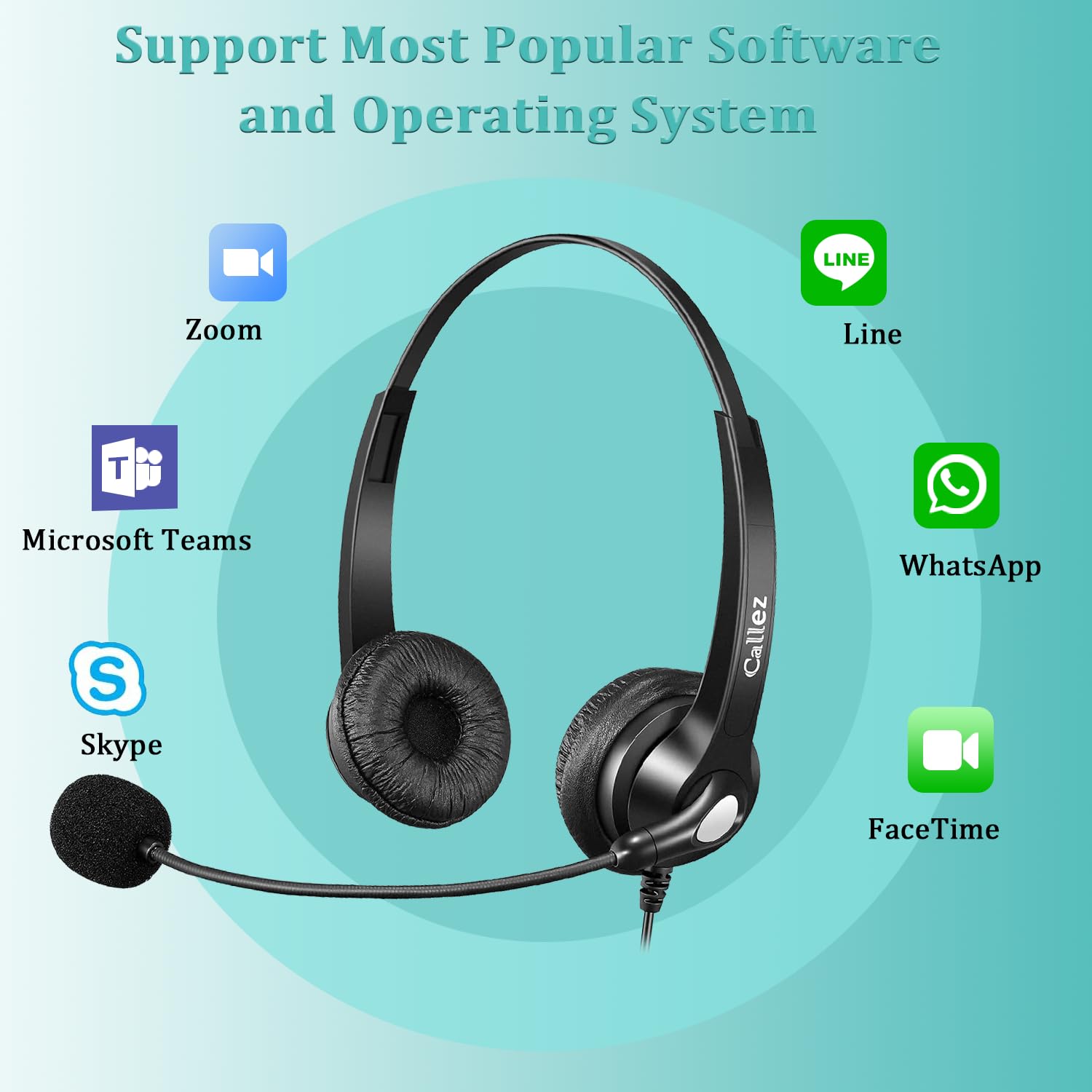 Callez Casque 3,5mm pour PC Téléphone Portable, Oreillette USB-C Filaire avec Micro Anti-Bruit pour iPhone Ordinateur Télétravail Visioconférence Zoom Centre d'Appels, Contrôle en Ligne, Chat Claire