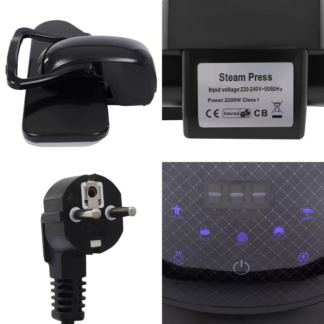Presse vapeur intelligente 2200 W, presse à repasser à vapeur professionnelle avec écran tactile, 5 tissus et surface de repassage de 66 cm, presse à vapeur numérique pour la maison, les