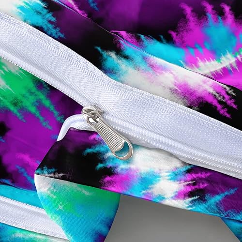 Miniatura 3 de Holiyjog Juego de funda de edredón de teñido anudado, tamaño individual, color morado y azul, juego de cama para niñas, funda de edredón y fundas de