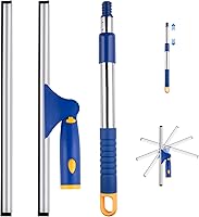 ITTAHO 14" Swivel Shower Squeegee with 25" Extendable Pole & 2 Blades - Streak-Free Window, Glass Door & Car Cleaner