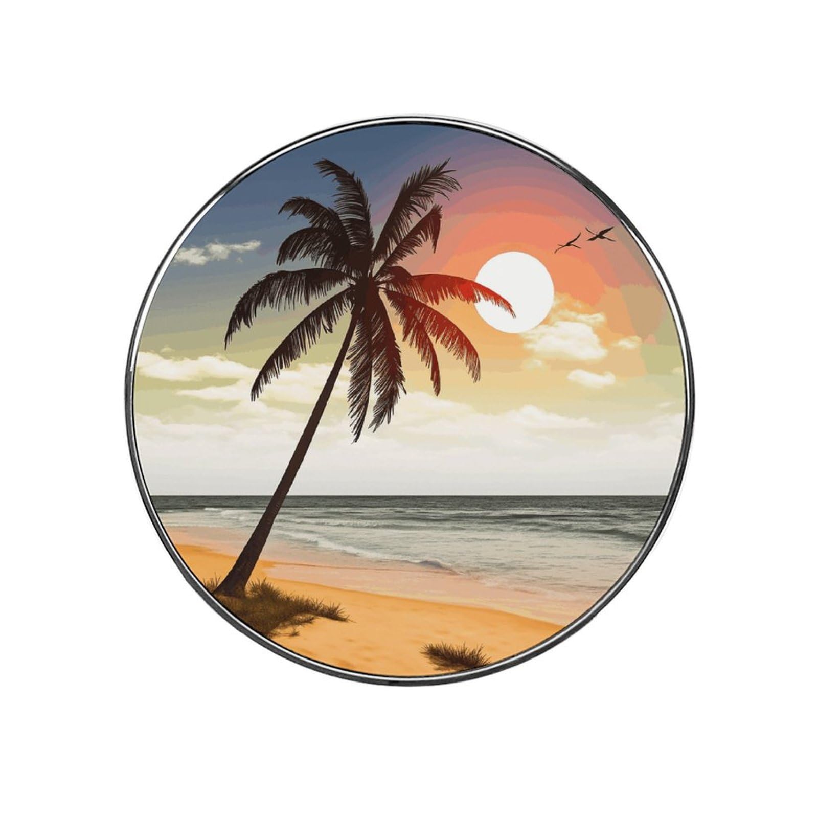 Palm Tree on Beach Fridge Magnet Magnetic Refrigerator Magnets Mini Round Kitchen Fridges Magnets for Kitchen Office Whiteboard Cabinet and Dishwasher