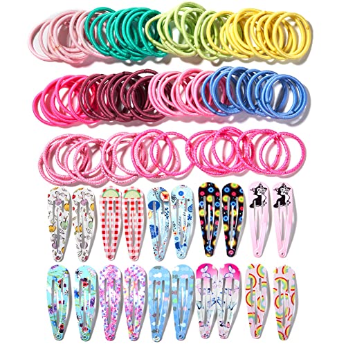 120Pcs Toddler Girls Snap Clips with Different Pattern,Lovely Metal Snap Hair Pins,Glitter Unicorn Hair Clip Hair Ties for Toddlers Kids(A)