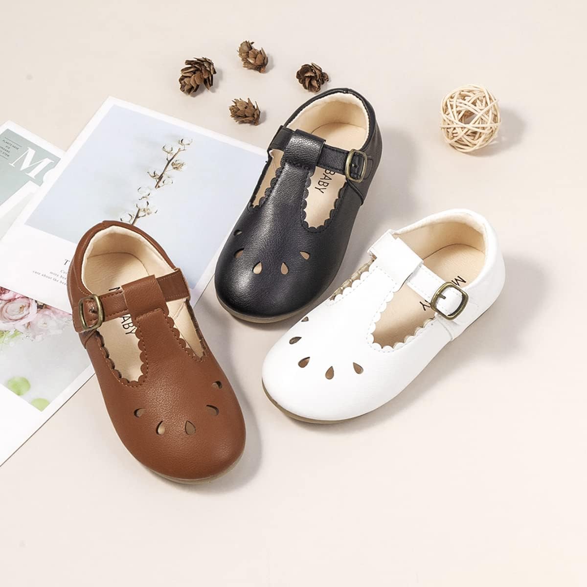 Meckior Toddler Little Girl Mary Jane Dress Shoes Ballet Flats for Girl Party School Shoes Bowknot Princess Shoes - Image 2