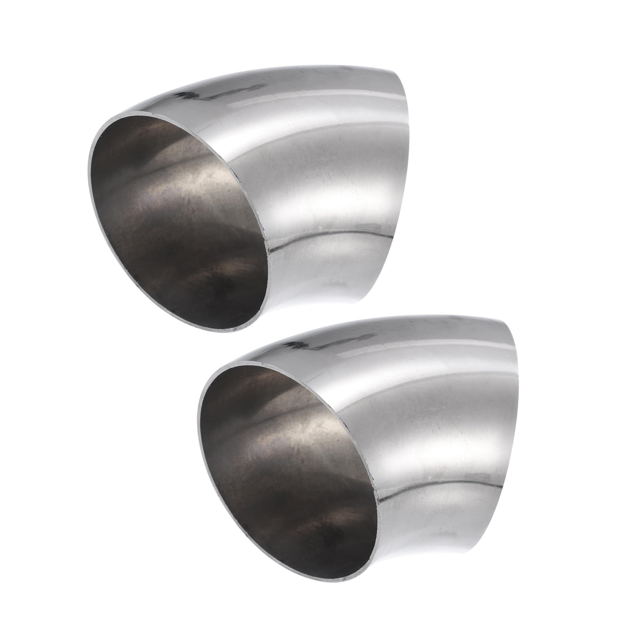 Universal 3" OD 45-Degree Stainless Steel Exhaust Elbow Pipe - SS304, Silver Tone