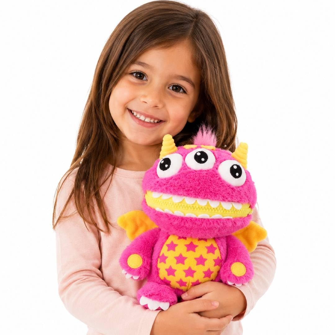 Worry Yummy Kids Pink Luna Monster Cuddly Soft Plush Toy — image 1