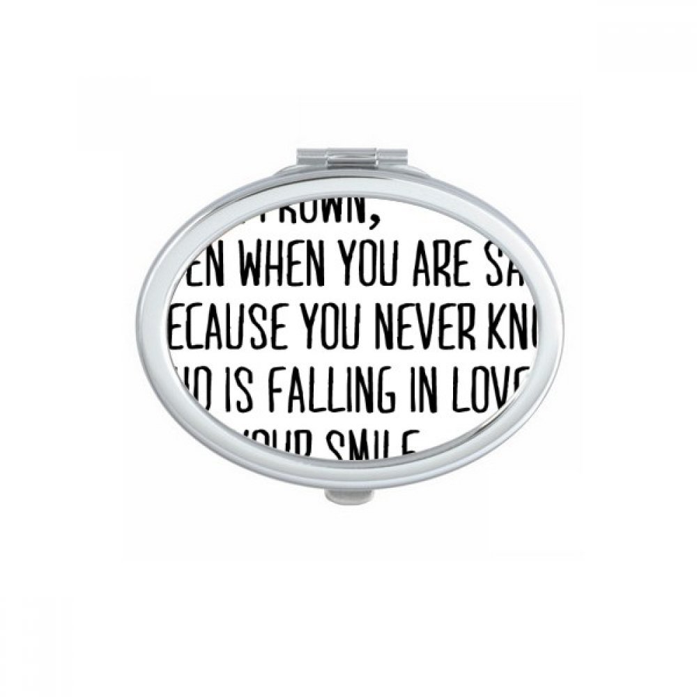 Miroir ovale maquillage compact portable avec citation inspirante au style vintage chic