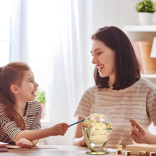 Miniatura 3 de Globo, Mundial Tierra Mundial Mapa del Mundo Antiguo Vintage con Soporte para Geografía de Navidad Gira en Todas las Direcciones Educativa Rotación