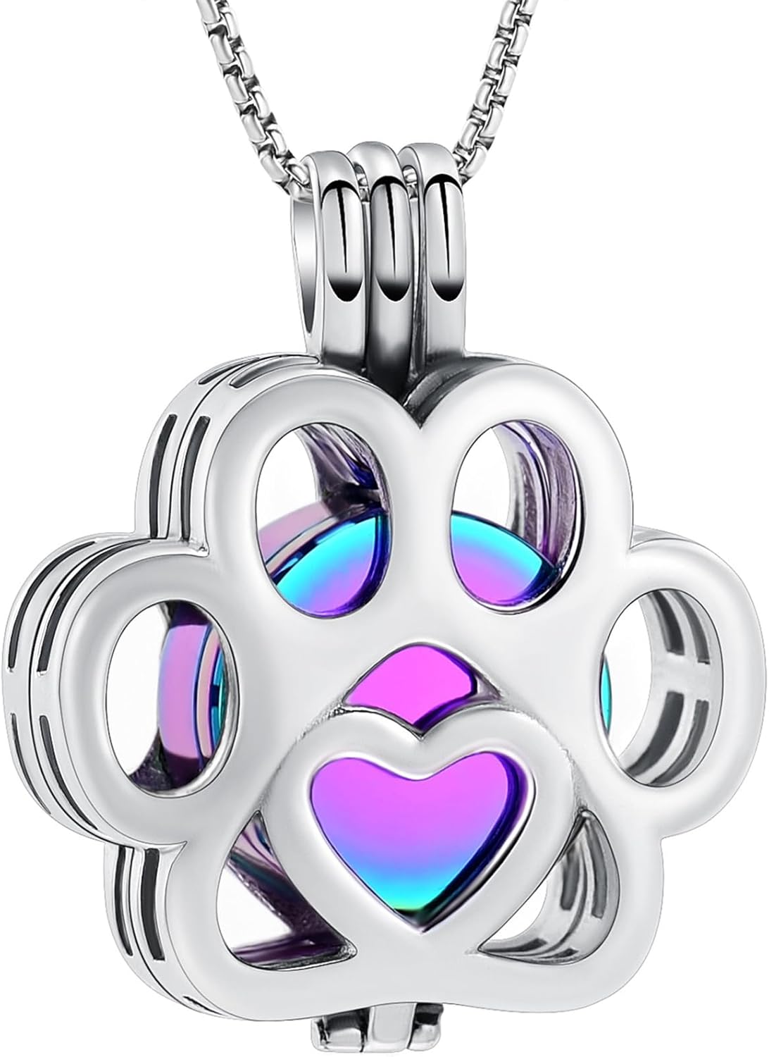 Oinsi Pet Cremation Jewelry For Ashes For Dog/Cat Paw Stainless Steel Memorial Locket Urn Necklace Inside Mini Case Keepsake Cremation Jewelry Women Men
