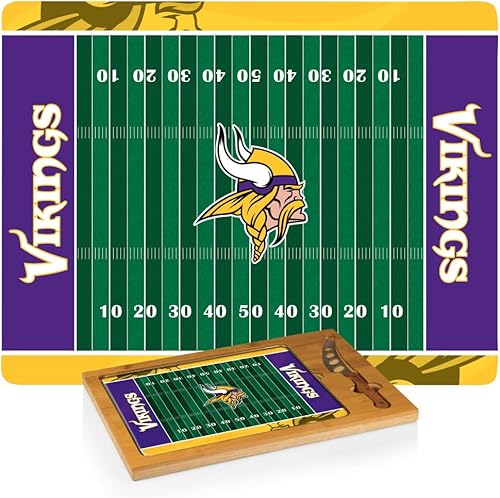 Vista 17 de PICNIC TIME NFL Football Field Icon - Juego de tabla de cortar y cuchillos con parte superior de vidrio, (Parawood y bambú)
