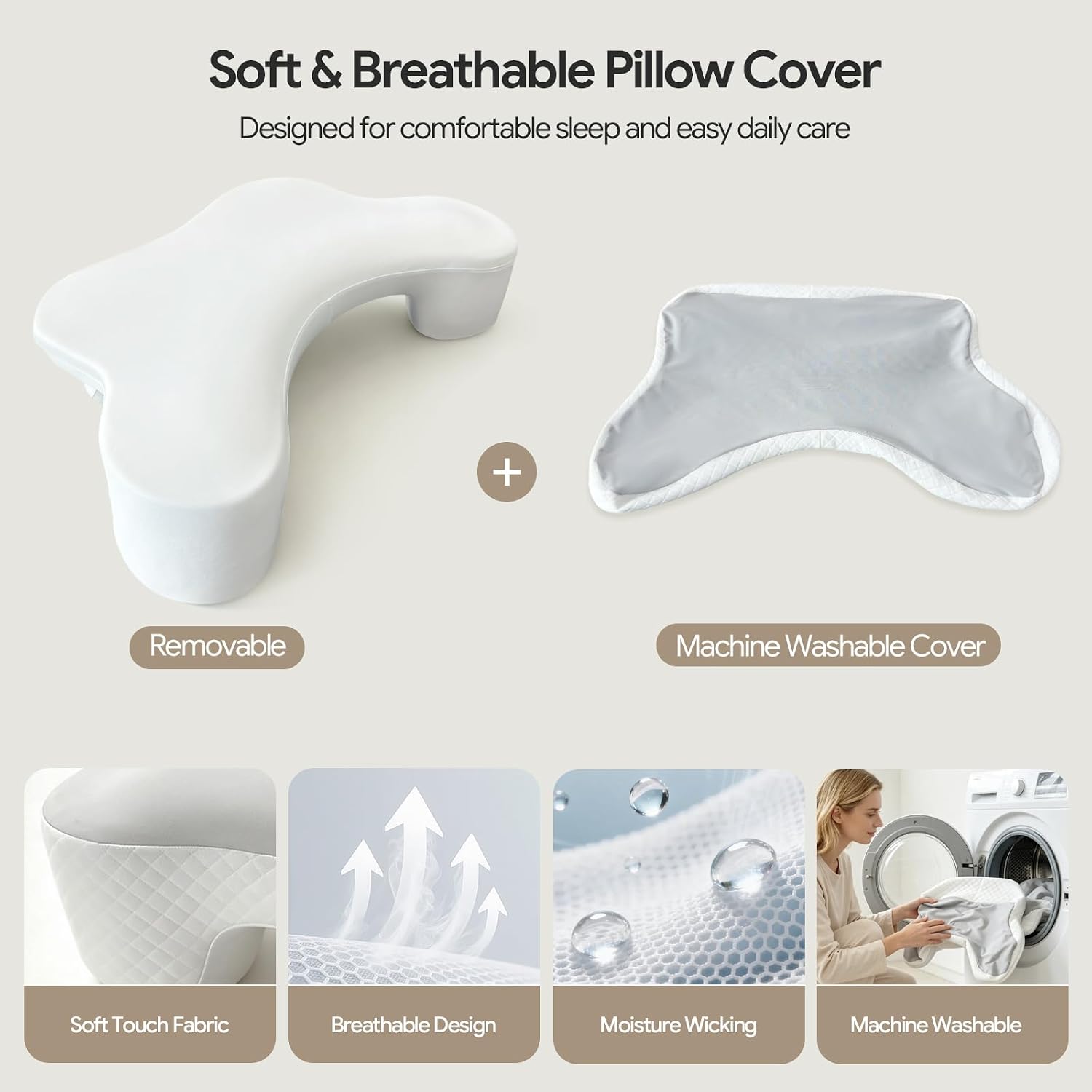 Side Sleeper Pillow with Arm Hole - Memory Foam Neck & Shoulder Support