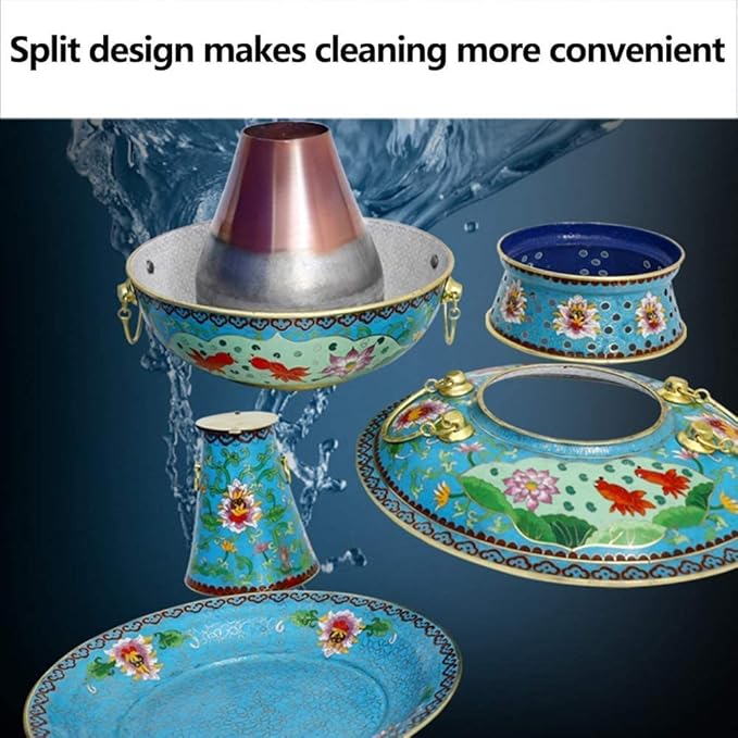 Olla de Cobre Cloisonne, Gran Capacidad con Tapa, 30cm miniatura 7