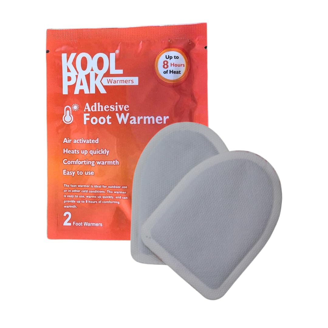 Koolpak Adhesive Foot Warmers – Air Activated, 8 Hours Heat, Outdoor Use, Single-Use, 2 per pack (10)