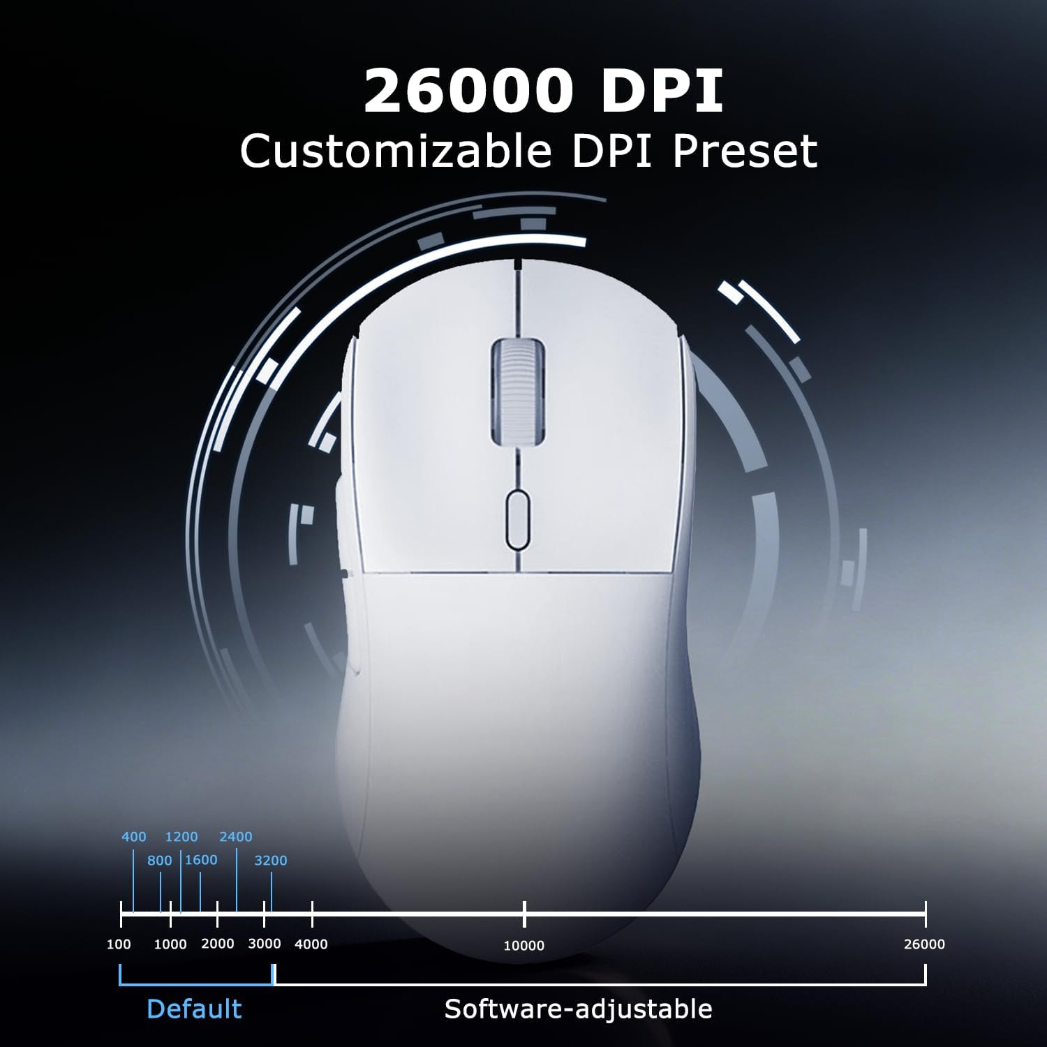 FIRSTBLOOD ONLY GAME. AJ199 Wireless Gaming Mouse, PAW3395 Sensor 26000 DPI, 60g Ultra-Lightweight with Interchangeable Shell, 80M Clicks, 50+ Hours Battery, for FPS/MOBA Gaming (White)
