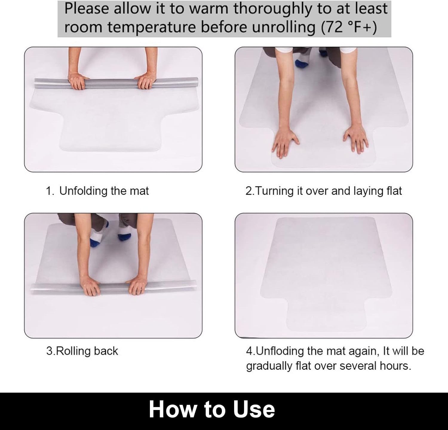 AiBOB Office Chair Mat for Hardwood Floors, 45 X 53 in, Heavy Duty Floor Mats for Computer Desk, Easy Glide for Chairs, Flat Without Curling : Office Products