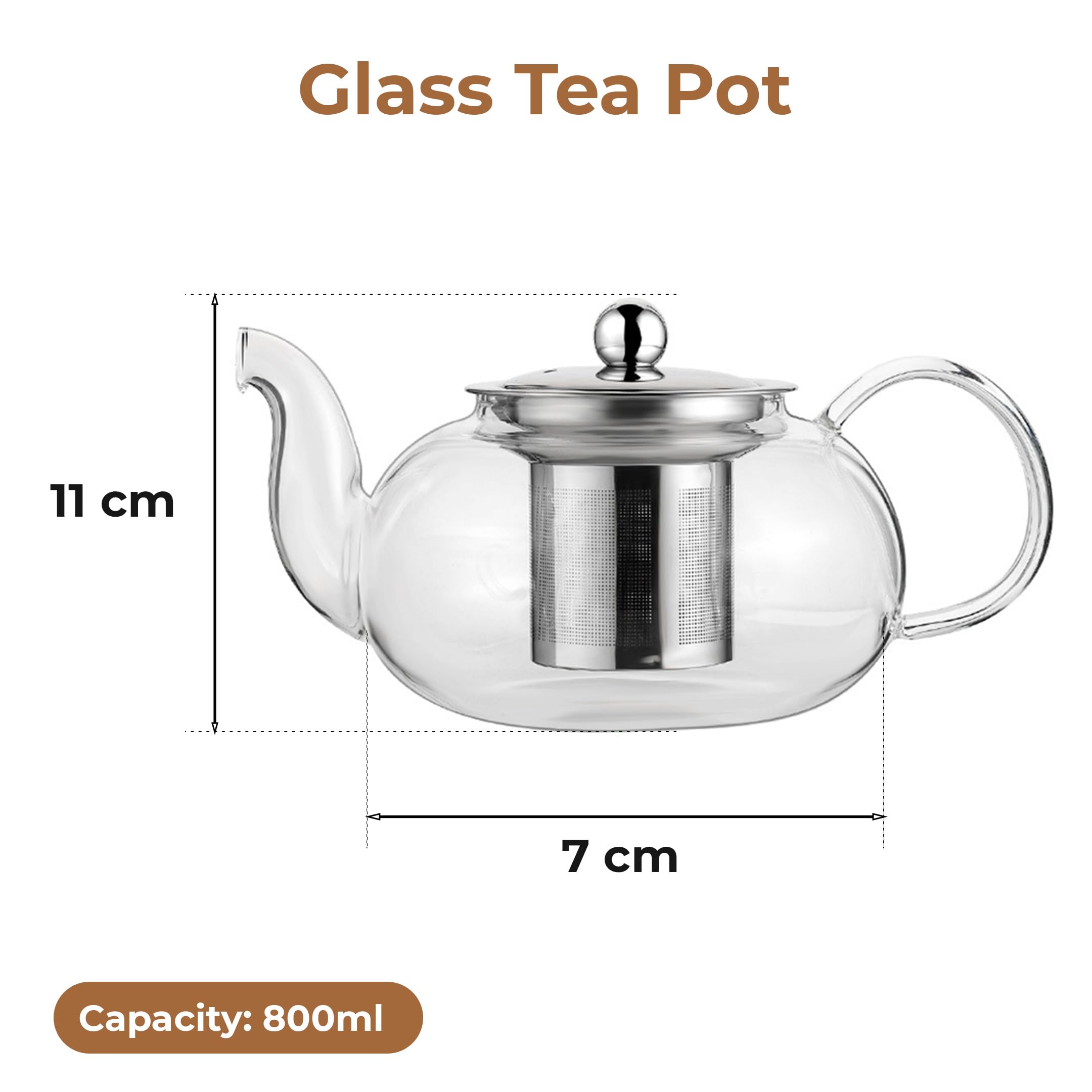 Glass Tea Pot with Infuser - Brew Tea & Coffee -2 Glass Tea Pot with Infuser - Brew Tea & Coffee -2