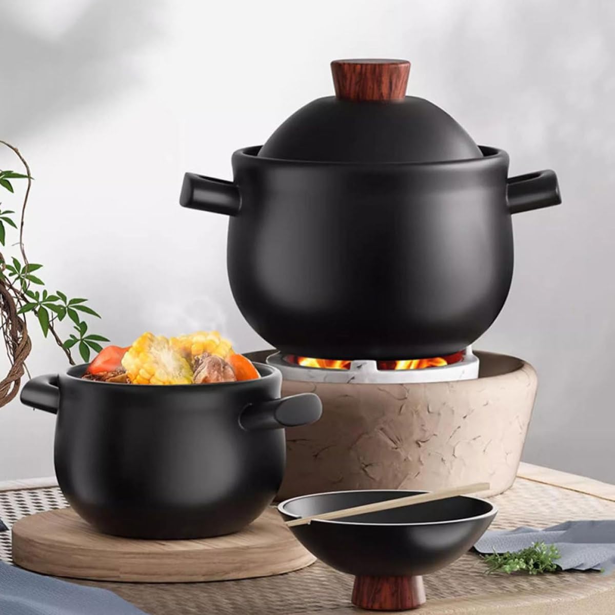 Balacoo Pentola per Stufato in Ceramica da 2,5l con Tecnologia Monopezzo, Resistente alle Alte Temperature, per Cucina a Gas e Zuppe Casalinghe