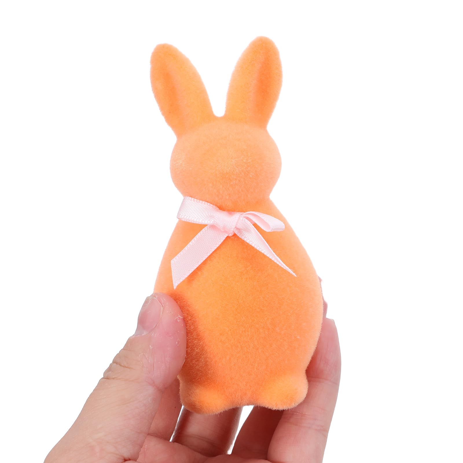 VALICLUD 5pcs Figurines de Lapins de Pâques Floqués en Écume Base Stable et Faciles à Déplacer pour Décorations de Table Printemps et Bureaux