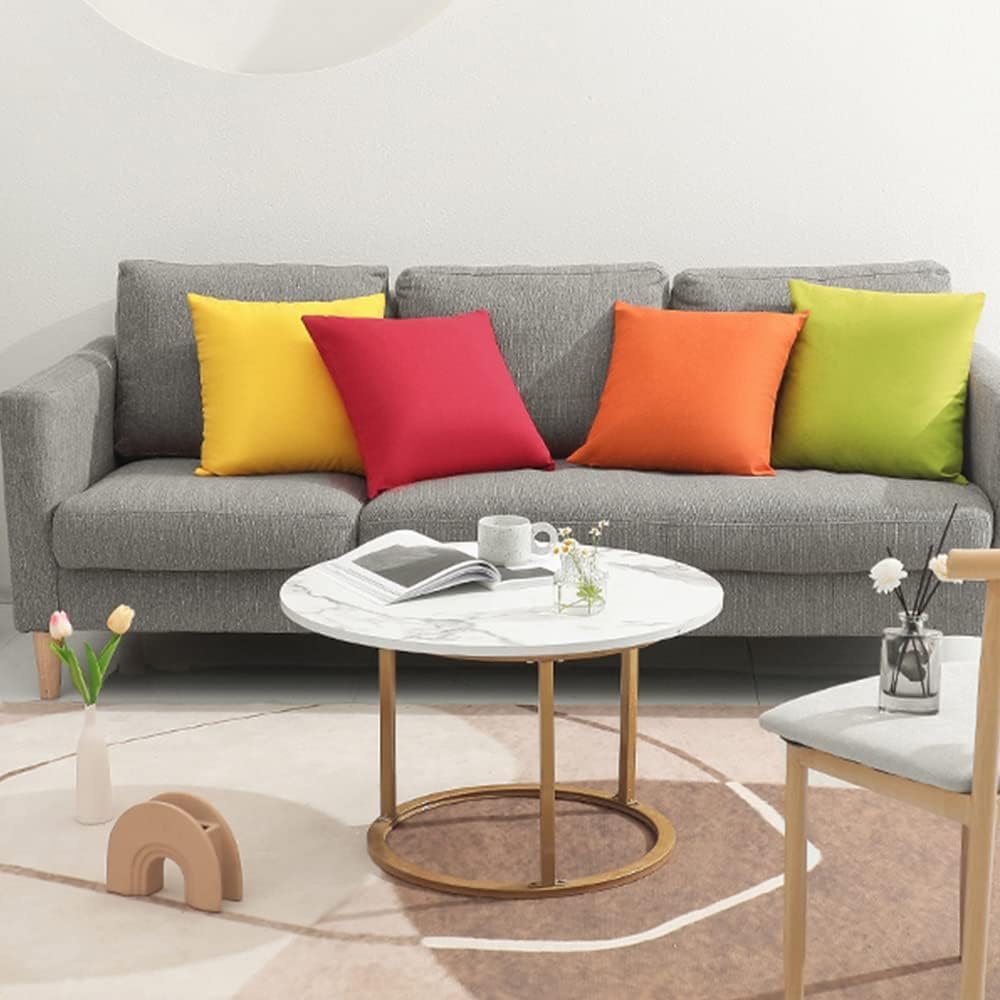 WEMEON Outdoor Waterproof Pillow Covers18x18in Set of 4, Solid Color Pillows Decorative Square Patio Furniture Pillows for Couch Patio Balcony Tent Garden(Orange/Teal) (16“x16”, red/Green)