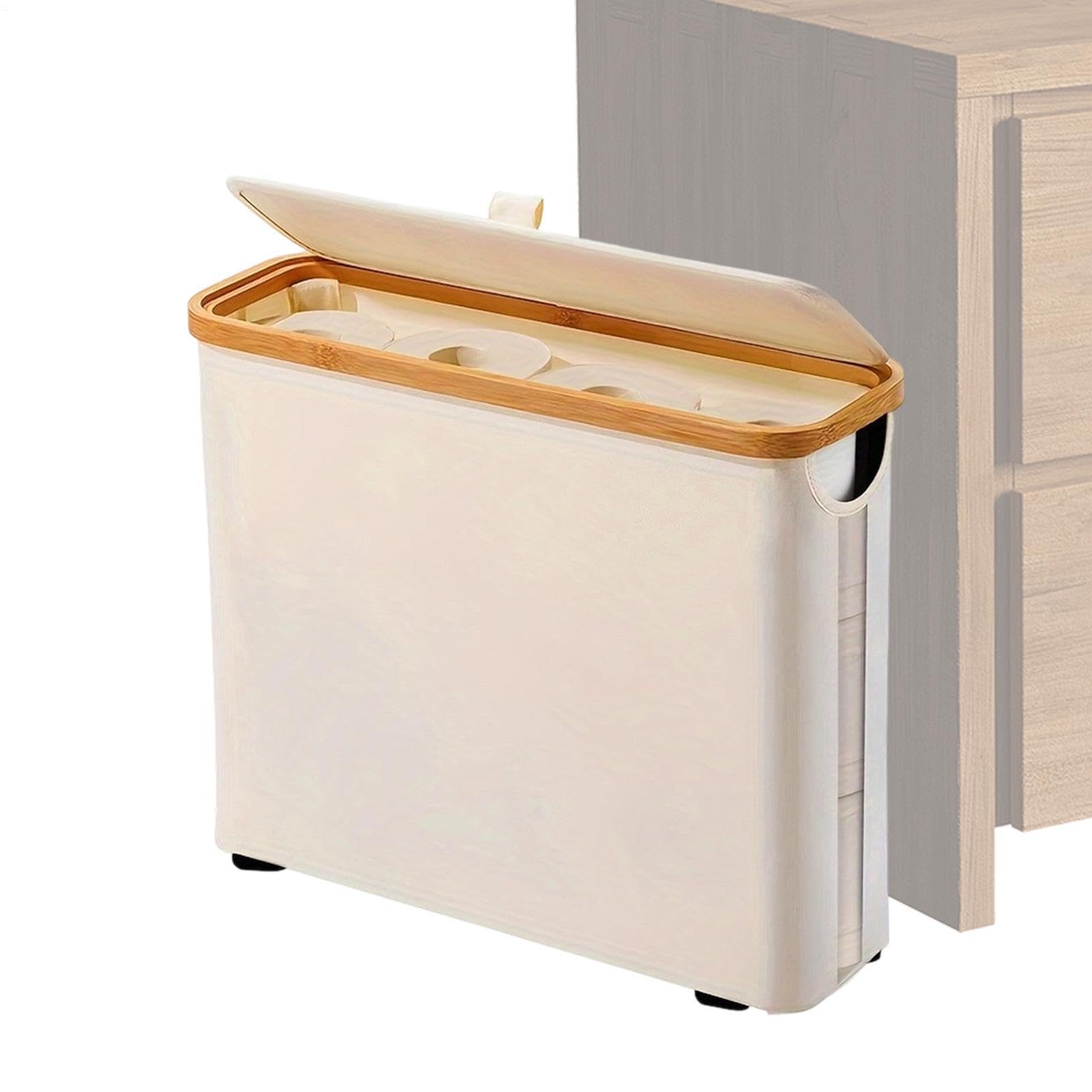 Cesta de papel higiénico organizador plegable de tela con tapa anti humedad